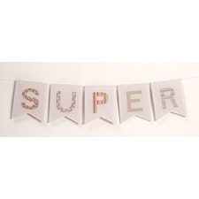 Broderi Vimpel med alfabetet sett 16,5 x 20,5 cm 5 deler