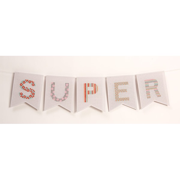 Broderi Vimpel med alfabet set 16,5 x 20,5 cm 5 delar