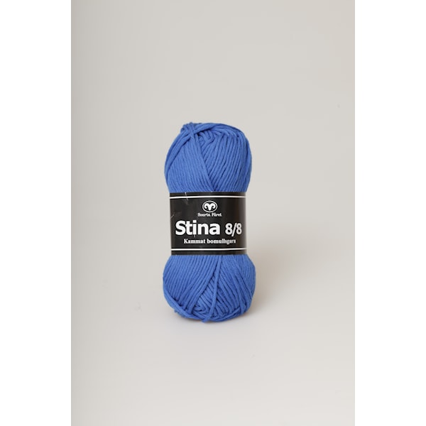 Stina 8/8 Garn Bomull 50 g blå 270 Svarta Fåret