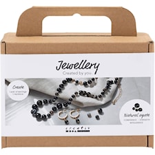 Askartelusetti Mini Korut, Kaulakoru ja korvakorut, musta, valkoinen, 1 pkk/ 1 pkt