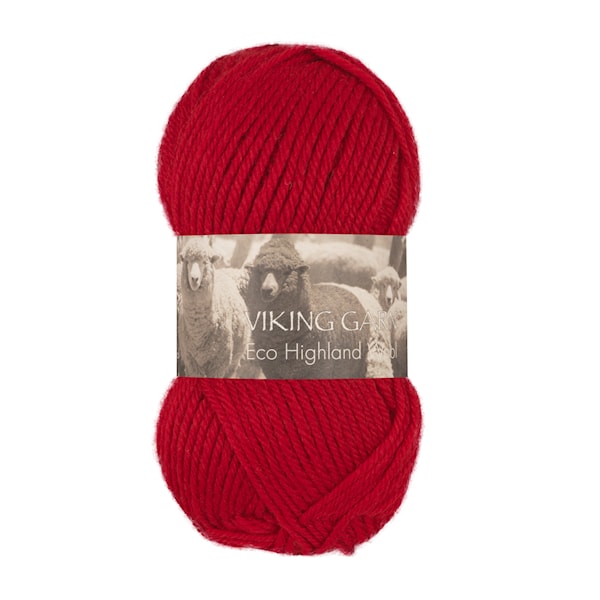 Highland Eco Wool Garn 50 g Rød 250 Viking Garn