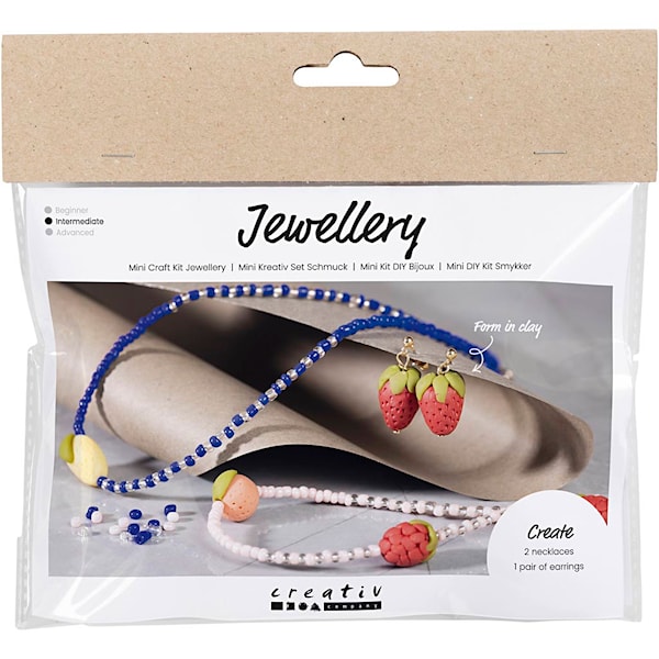Mini DIY Kit Smykker, Halskjede og øreringer, kongeblå, 1 pk.