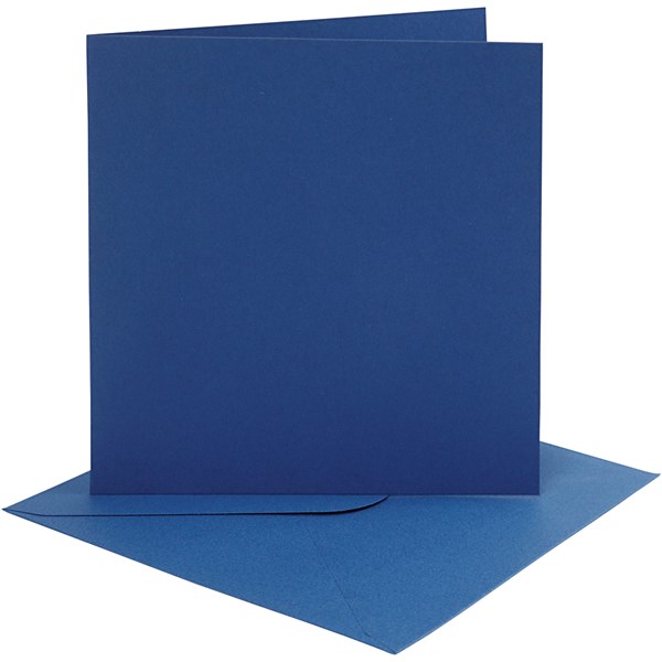 Kort och kuvert, 15,2x15,2cm, Blå, 4-pack