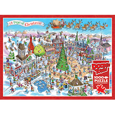 Pussel Random Cut - DoodleTown: 12 Days of Christmas 1000 bitar, Cobble Hill