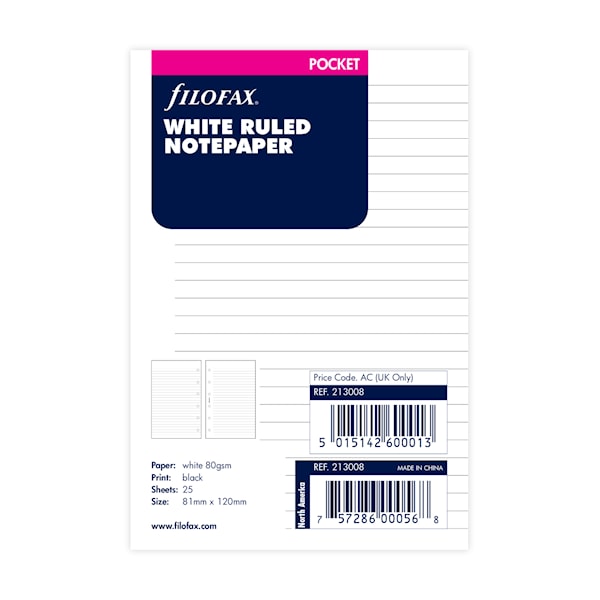 Notatblad Pocket Linjert White Filofax