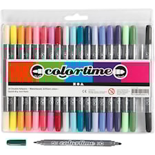 Colortime dobbelttusj, strektykkelse: 2,3+3,6 mm, suppl. Farger, 20stk.