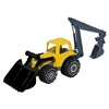 Traktor med frontlaster og gravemaskin, lengde 70 cm. Farge gul - svart.