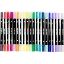 Textiltuschpennor spets 2,3+3,6mm kompletterande färger 20 st/1 förp