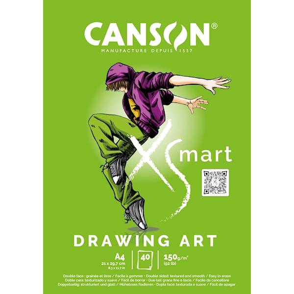 Skissepapir A4 limt langside 250g 40 ark Canson XSMART Drawing