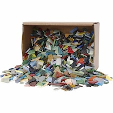 Mosaik, str. 8-20 mm, tykkelse 2-3 mm, Indhold kan variere, ass. farver, 2 kg/ 1 pk.