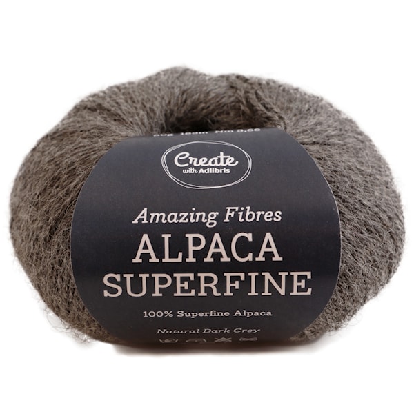 Adlibris Alpaca Superfine 50g Natural Dark Grey A201