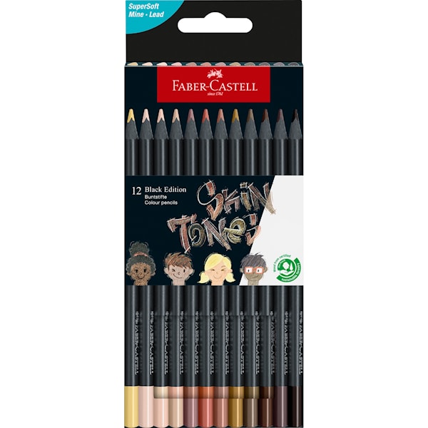 Black Edition Hudtonsfärgpennor 12-pack, Faber-Castell