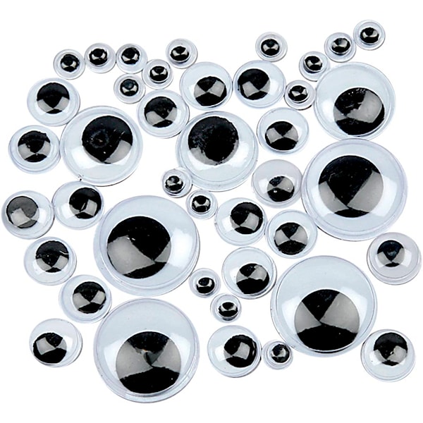 Bevegelige Øyne, uten lim, dia. 6-20 mm, 1100 ass./ 1 pk.
