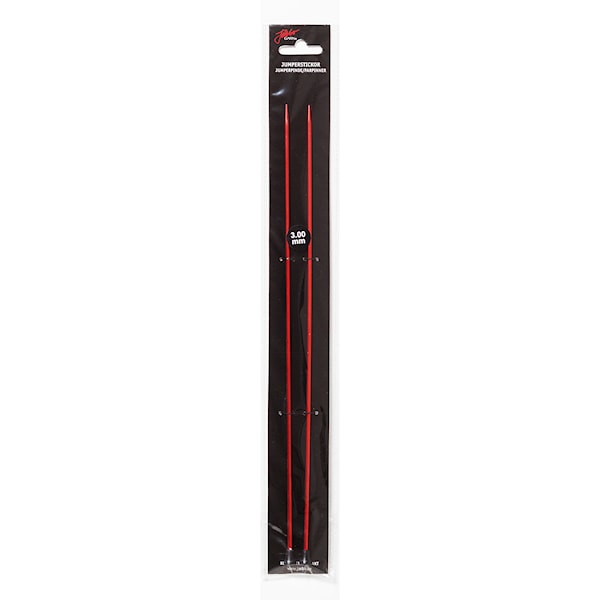 Rette strikkepinner 30cm/2,00mm Rød