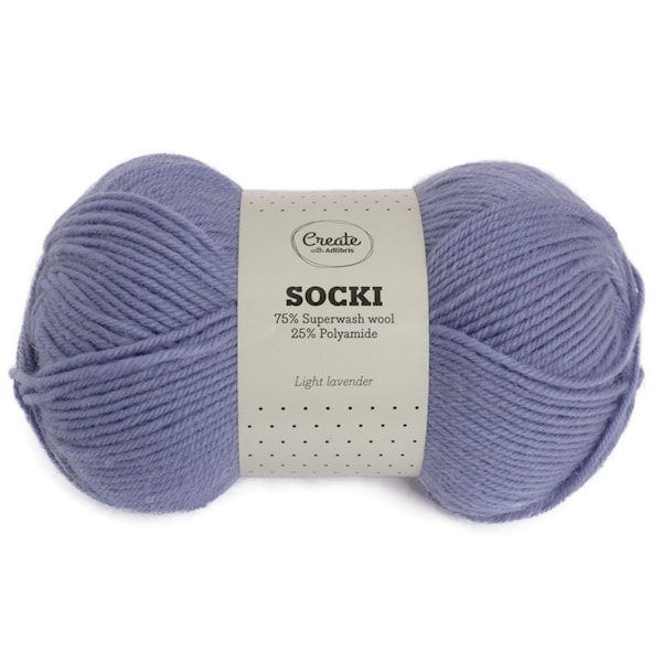 Socki Garn Ensfarget Ullmix 100g Light Lavender A154
