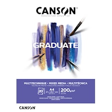 Mixed Media -paperi A4-lohko, 20 arkkia 200g, Canson Graduate