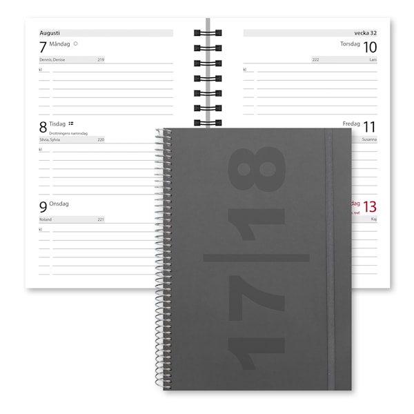 Terminskalender 2017-2018 Burde Compact Velvet grå FSC Mix