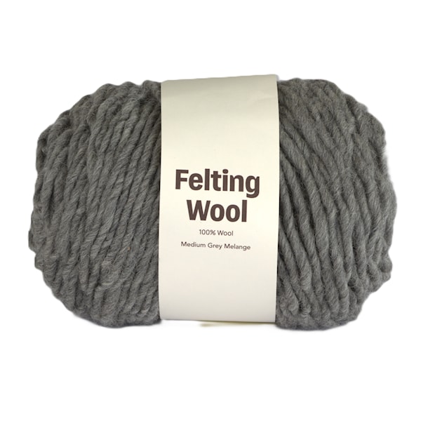 Felting Wool 100 g Medium Grey Melange A114 Adlibris