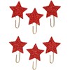 Klips, rød glitter, stjerne, dia. 30 mm, 6 stk./ 1 pk.