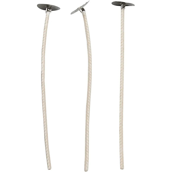 Veker for lys i beholder, Egnet for beholdere med diameter 20-65 mm, L: 10 cm, tykkelse 2 mm, 50 stk./ 1 pk.