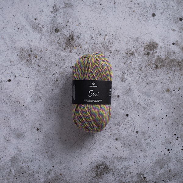 Sox Garn Ullmiks 50 g Turkis/mørk rosa/limegrønn Svarta Fåret