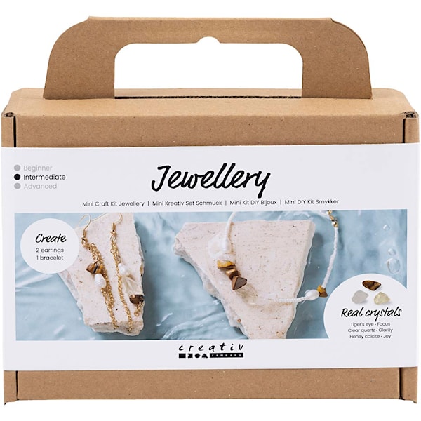 Mini DIY Kit Smykker, Krystallhalskjede og øreringer, 1 pk.
