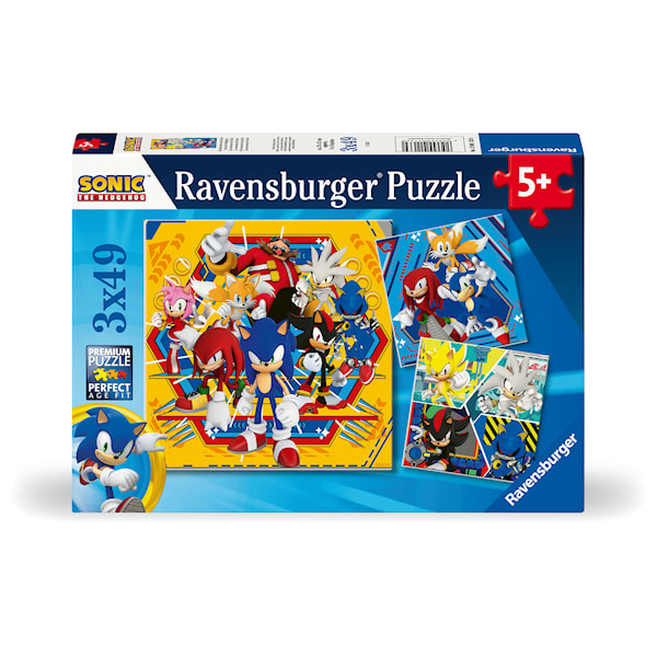 Pussel Sonic Core 3x49 bitar, Ravensburger