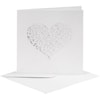 Lyxiga kort och kuvert med hjärta 13,5x13,5 cm 5-pack