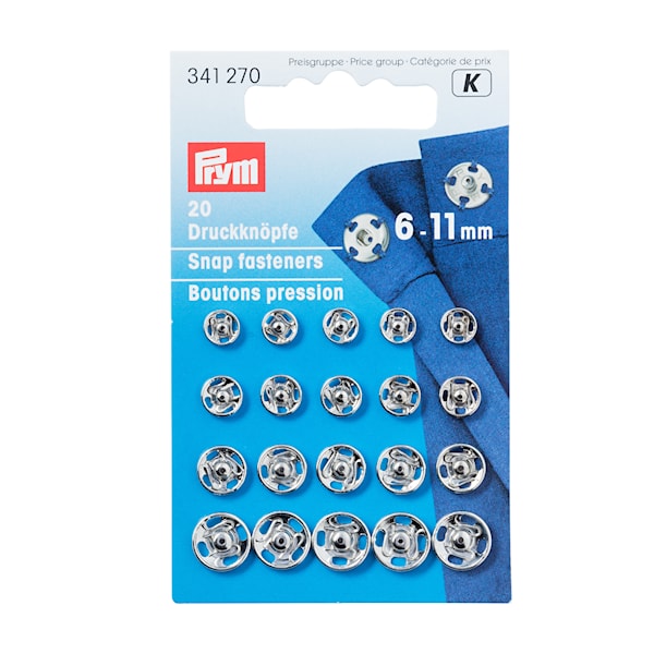 Trykknapper 6–11 mm sort. Forniklet 20 stk. Prym