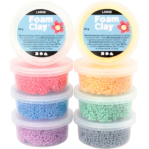 Foam Clay Large, mixade färger, 8x20 g/ 1 förp.