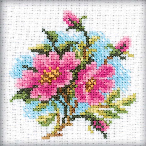 Broderikit Dog Rose 10x10 cm RTO