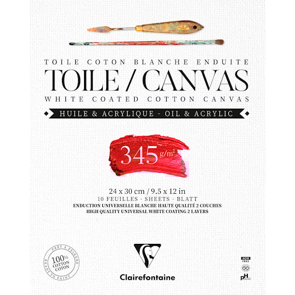 Canvasblokk 24x30 cm 345 g Bomullspapir Clairefontaine