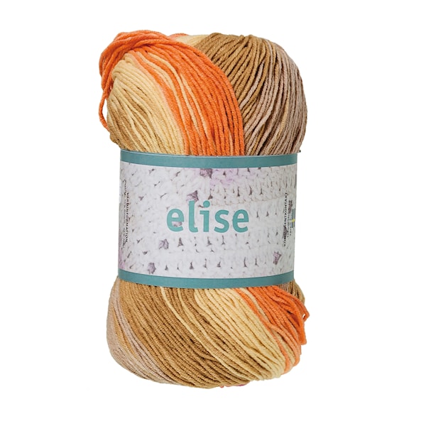 Elise Garn Bomullsmix 100g Orange/Ockra/Beige Batik (69010)
