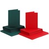 Korttipohjat ja kirjekuoret, vihreä, punainen, kortin koko 10,5x15 cm, kirjekuoren koko 11,5x16,5 cm, 50 set/ 1 pkk