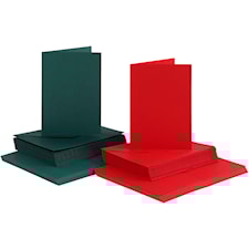 Kort och Kuvert Grön & Röd 10,5 x 15 cm 50-pack