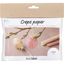 Mini DIY Kit Kreppapir, Egg, lys pink, lys gul, 1 pk.