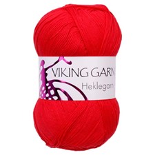 Heklegarn 12/4 Garn Bomull 100 g Röd 850 Viking Garn