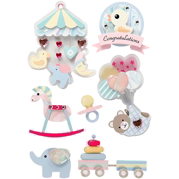 3D Stickers, baby, H: 25-70 mm, B: 20-55 mm, tykkelse 7 mm, 8 stk./ 1 pk.