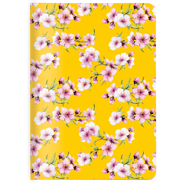 Skrivh&auml;fte A6 Rutigt Cherry Blossom Yellow 64 sidor Cedon