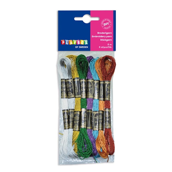 Broderigarn mixade färger med glitter Playbox