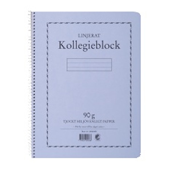 Kollegieblock Svanenmärkt A4 Linjerat 90g 70 Blad