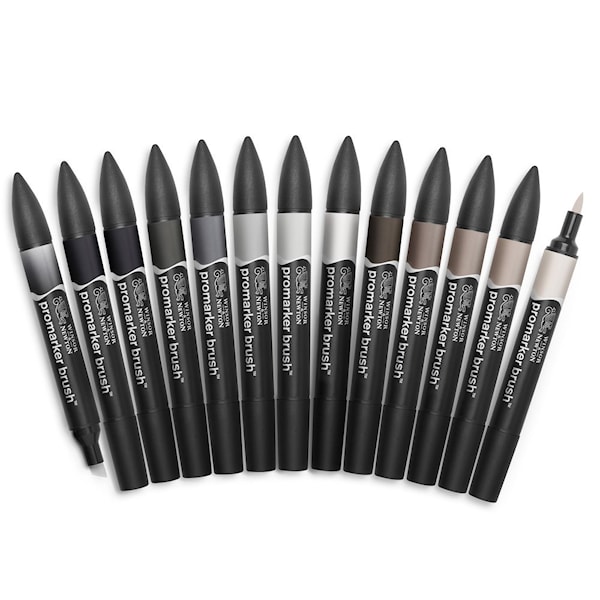 BrushMarker Set 12 Greys (12 gråfarger) Winsor & Newton