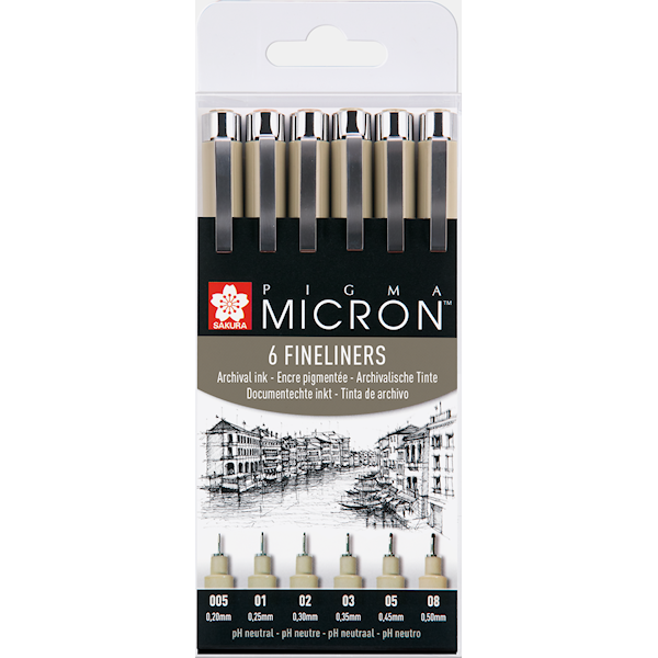Markør-sett Talens Sakura Pigma Micron Fineliner Svart