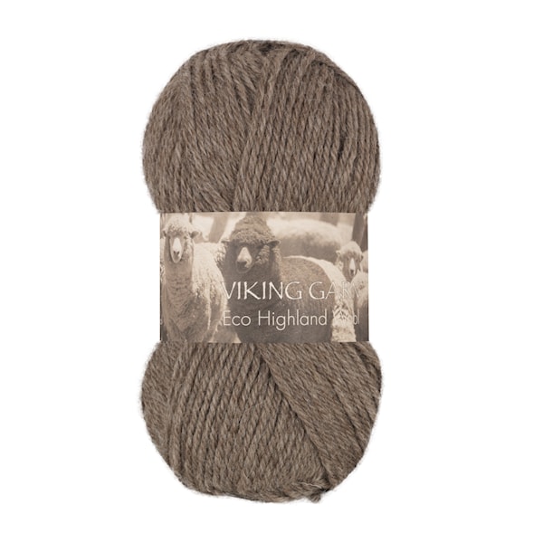 Highland Eco Wool Garn 50 g Brun 208 Viking Garn