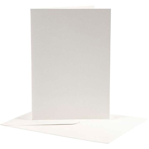 Brevkort, kort str. 12,5x17,5 cm, konvolutt str. 14x19 cm, råhvit, 10 sett/ 1 pk.