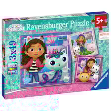 Gabby's Dollhouse Pussel 3x49 bitar Ravensburger