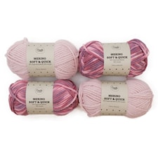 Adlibris Merino Soft & Quick ullmix garn 150g Pastel pinks 4-pack