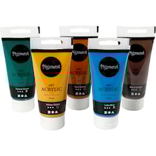 Akrylfärg, naturfärger, halvblank, mixade färger, 5x75 ml/ 1 förp.