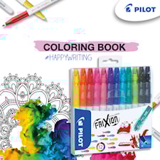 12-pack Raderbara Ritpennor + Målarbok Pilot Frixion Color