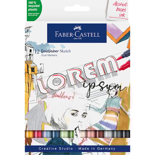 Sketch Marker Goldfaber Dobbeltspiss 12-pack Faber Castell